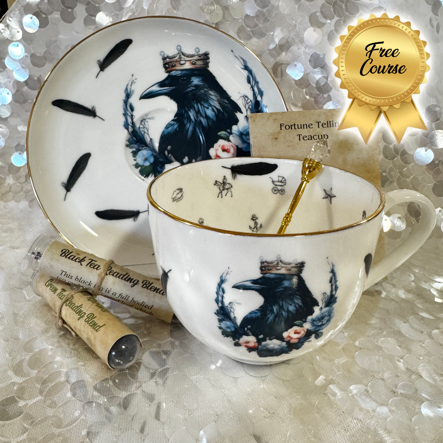Crow Raven Teacup & Saucer Set | Learn Tea Leaf Reading | FREE Online Course