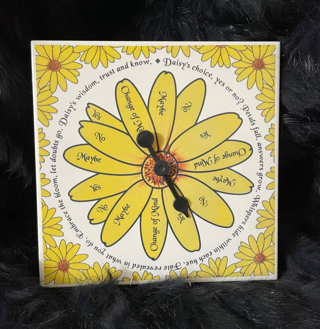 Yes or No charm casting spinner. Decision maker. Pick a Daisy.