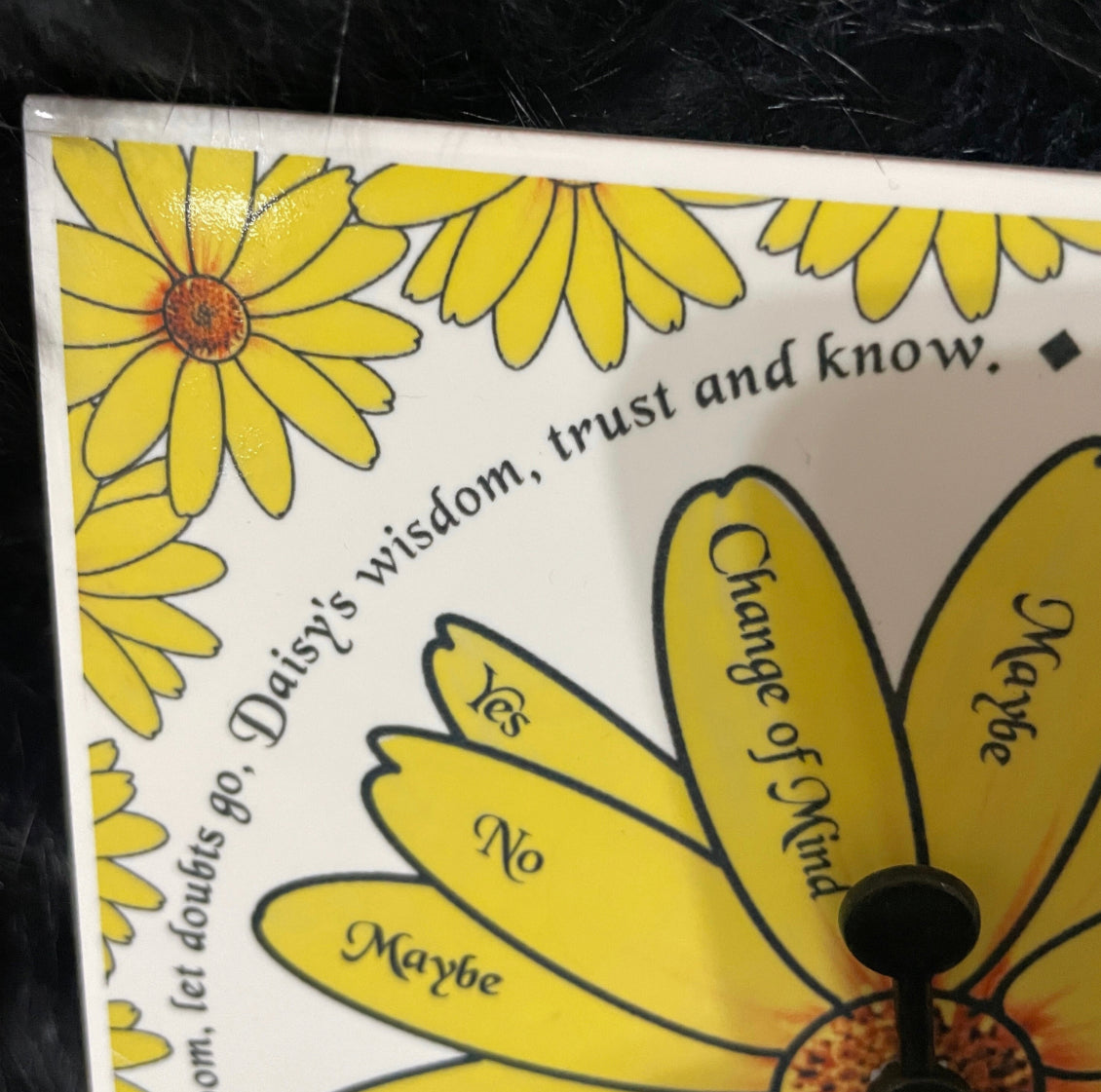 Yes or No charm casting spinner. Decision maker. Pick a Daisy.