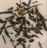 karin’s own green tea leaf reading blend. This is a lovely soft flavour of strawberries and cream. It’s a Japanese Sencha Tea.