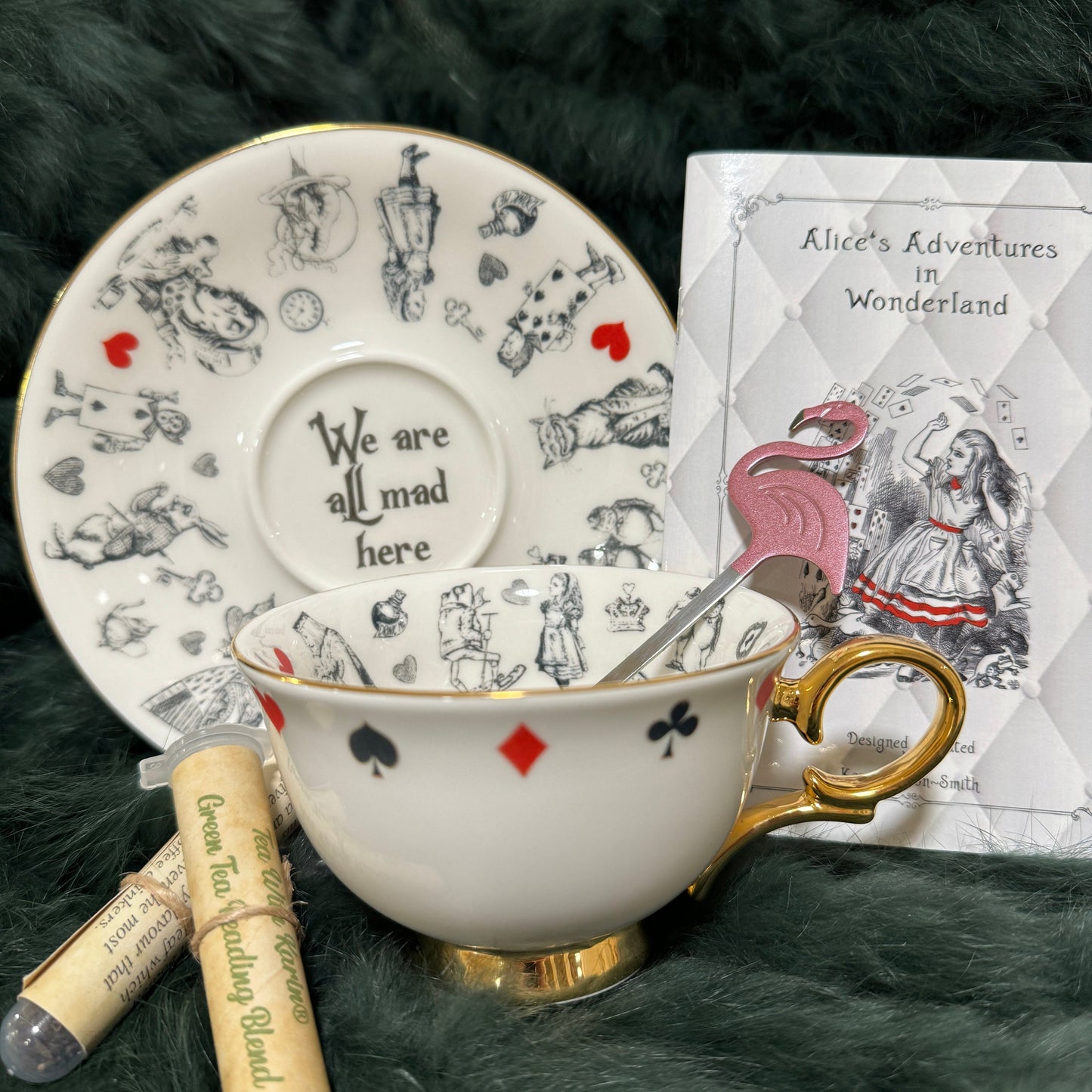 Alice in Wonderland fortune teller teacup. #Tarot #tealeafereading #divinationtools Great gift for Mom friend female, even a good birthday gift or bridal shower gift.