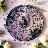 Luxury velvet owl charm casting mat for charm casting and divination with 16 sections