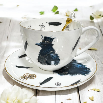Tea leaf reading, tea reading cup, Crow gothic cup, Divination cup, Witchcraft teacup, raven Tea cup, Tasseomancy tea cup, Lenormand cup, Tea reading kit, Fortune telling cup, Fortune teller cup, Wicca Wiccan, Witchy gift