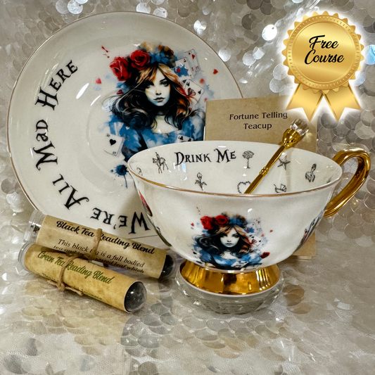 Alice in Wonderland Tea cup and saucer set. Punk style 3 Alice. Learn tea leaf reading the easy way. FREE online course.