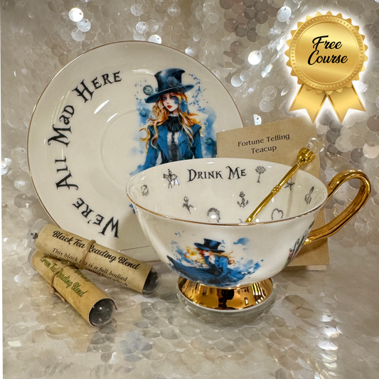 Alice in Wonderland Tea cup and saucer set. Punk style 2 Alice. Learn tea leaf reading the easy way. FREE online course.