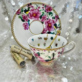 White blue wren tea set. Used for tea leaf reading. Free course available. 