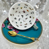 Internal images are food safe. Aqua blue wren tea set. Used for tea leaf reading. Free course available. 
