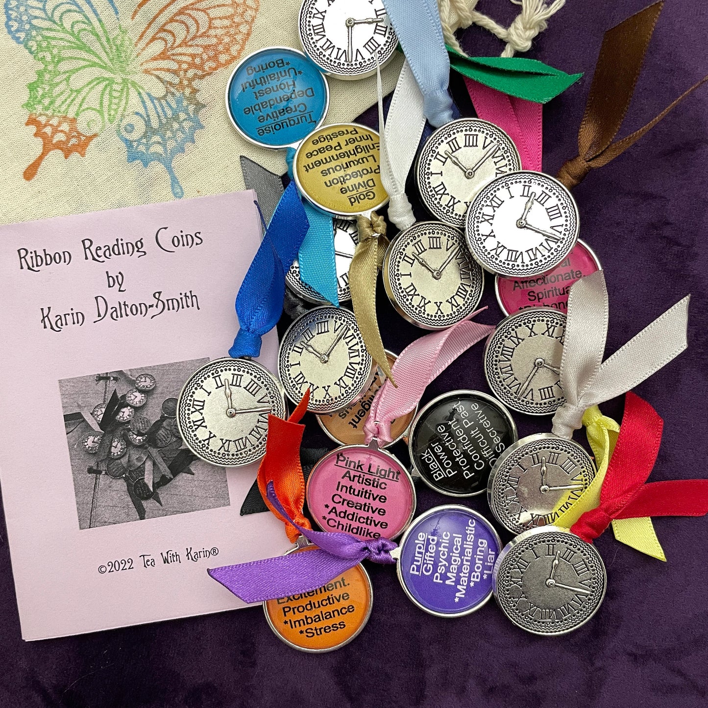 Ribbon reading coins to add in to your charm kits.