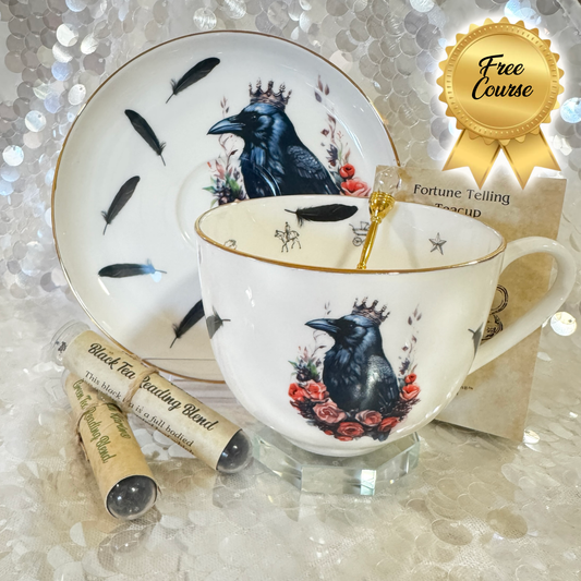 Crow Raven Red Roses Teacup & Saucer Set | Learn Tea Leaf Reading | FREE Online Course
