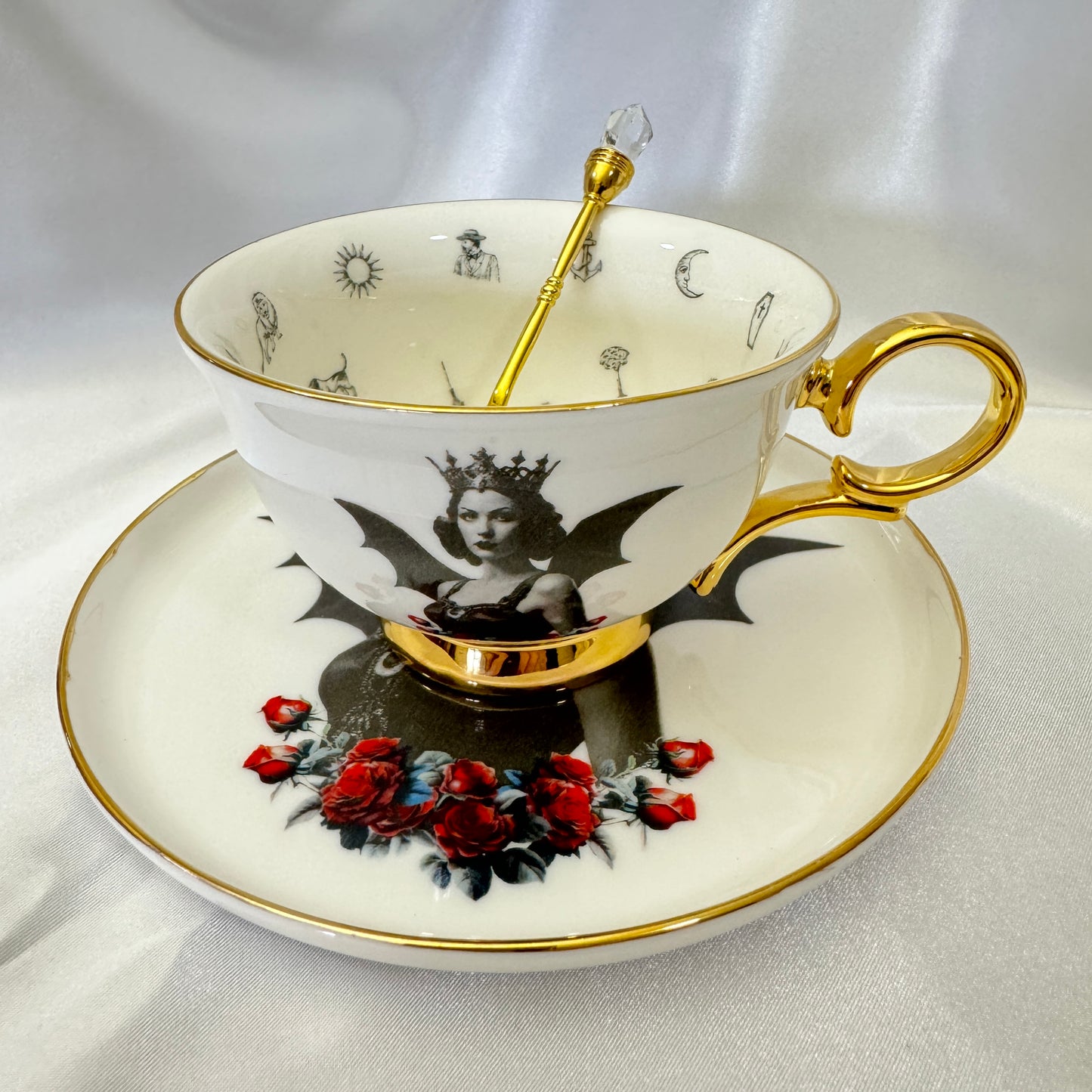 Vintage bat girl cup, bat lady teacup, bat porcelain, bat china, bat teapot, bat plates, bat mug, halloween teacup, halloween china, halloween plates, spooky teacup, goth teacup, bat tea set, Cups, Custom cups, Customized cup, Witchy, Custom cup gift, Witchy Gifts, Divination, Witchy decor, Teacup, Divination tools, Tea cup, Teacups, Tea set