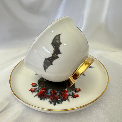 Vintage bat girl cup, bat lady teacup, bat porcelain, bat china, bat teapot, bat plates, bat mug, halloween teacup, halloween china, halloween plates, spooky teacup, goth teacup, bat tea set, Cups, Custom cups, Customized cup, Witchy, Custom cup gift, Witchy Gifts, Divination, Witchy decor, Teacup, Divination tools, Tea cup, Teacups, Tea set