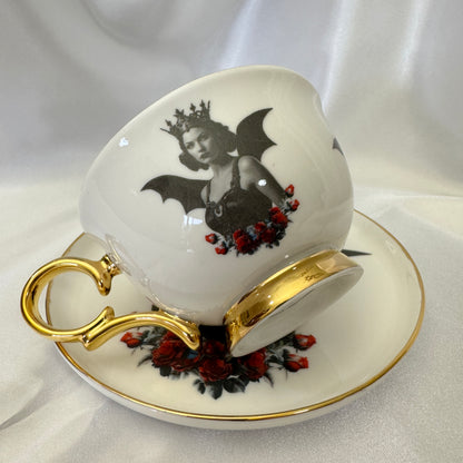 Vintage bat girl cup, bat lady teacup, bat porcelain, bat china, bat teapot, bat plates, bat mug, halloween teacup, halloween china, halloween plates, spooky teacup, goth teacup, bat tea set, Cups, Custom cups, Customized cup, Witchy, Custom cup gift, Witchy Gifts, Divination, Witchy decor, Teacup, Divination tools, Tea cup, Teacups, Tea set