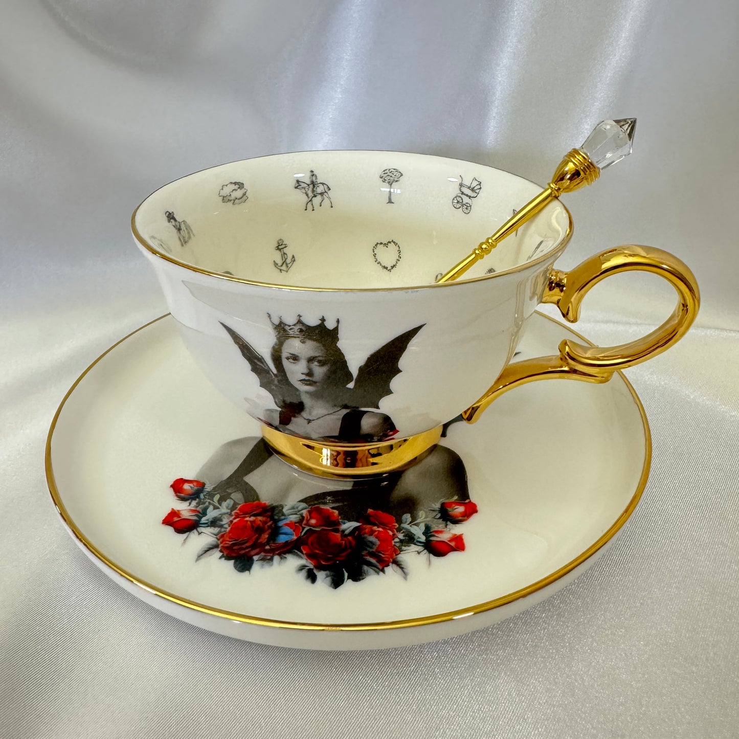 Vintage bat girl cup, bat lady teacup, bat porcelain, bat china, bat teapot, bat plates, bat mug, halloween teacup, halloween china, halloween plates, spooky teacup, goth teacup, bat tea set, Cups, Custom cups, Customized cup, Witchy, Custom cup gift, Witchy Gifts, Divination, Witchy decor, Teacup, Divination tools, Tea cup, Teacups, Tea set