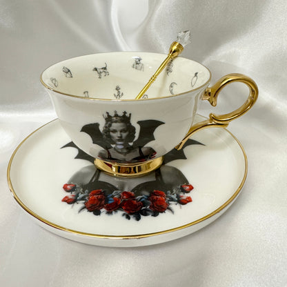 Vintage bat girl cup, bat lady teacup, bat porcelain, bat china, bat teapot, bat plates, bat mug, halloween teacup, halloween china, halloween plates, spooky teacup, goth teacup, bat tea set, Cups, Custom cups, Customized cup, Witchy, Custom cup gift, Witchy Gifts, Divination, Witchy decor, Teacup, Divination tools, Tea cup, Teacups, Tea set