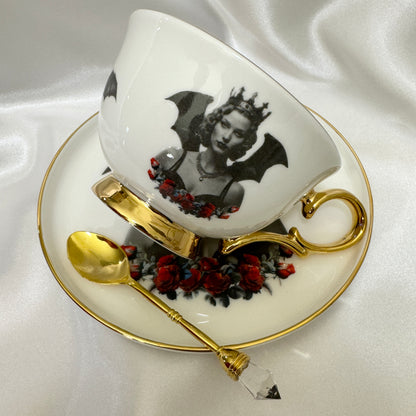 Vintage bat girl cup, bat lady teacup, bat porcelain, bat china, bat teapot, bat plates, bat mug, halloween teacup, halloween china, halloween plates, spooky teacup, goth teacup, bat tea set, Cups, Custom cups, Customized cup, Witchy, Custom cup gift, Witchy Gifts, Divination, Witchy decor, Teacup, Divination tools, Tea cup, Teacups, Tea set