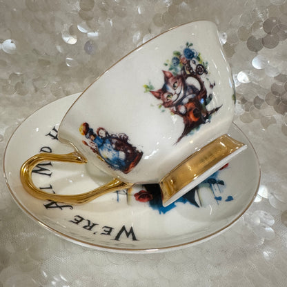 Alice in Wonderland Tea cup and saucer set. Punk style 3 Alice. Learn tea leaf reading the easy way. FREE online course.