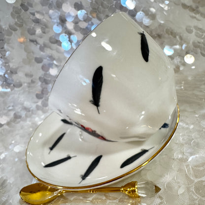 Crow Raven Red Roses Teacup & Saucer Set | Learn Tea Leaf Reading | FREE Online Course
