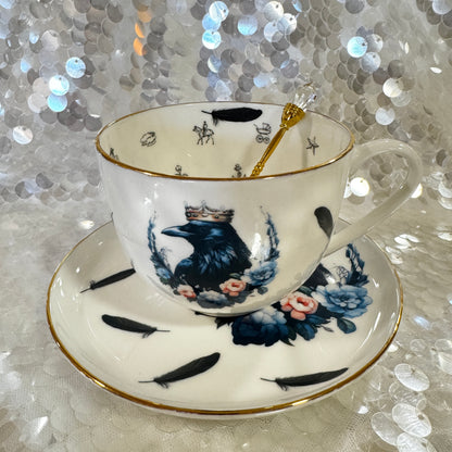 Crow Raven Teacup & Saucer Set | Learn Tea Leaf Reading | FREE Online Course