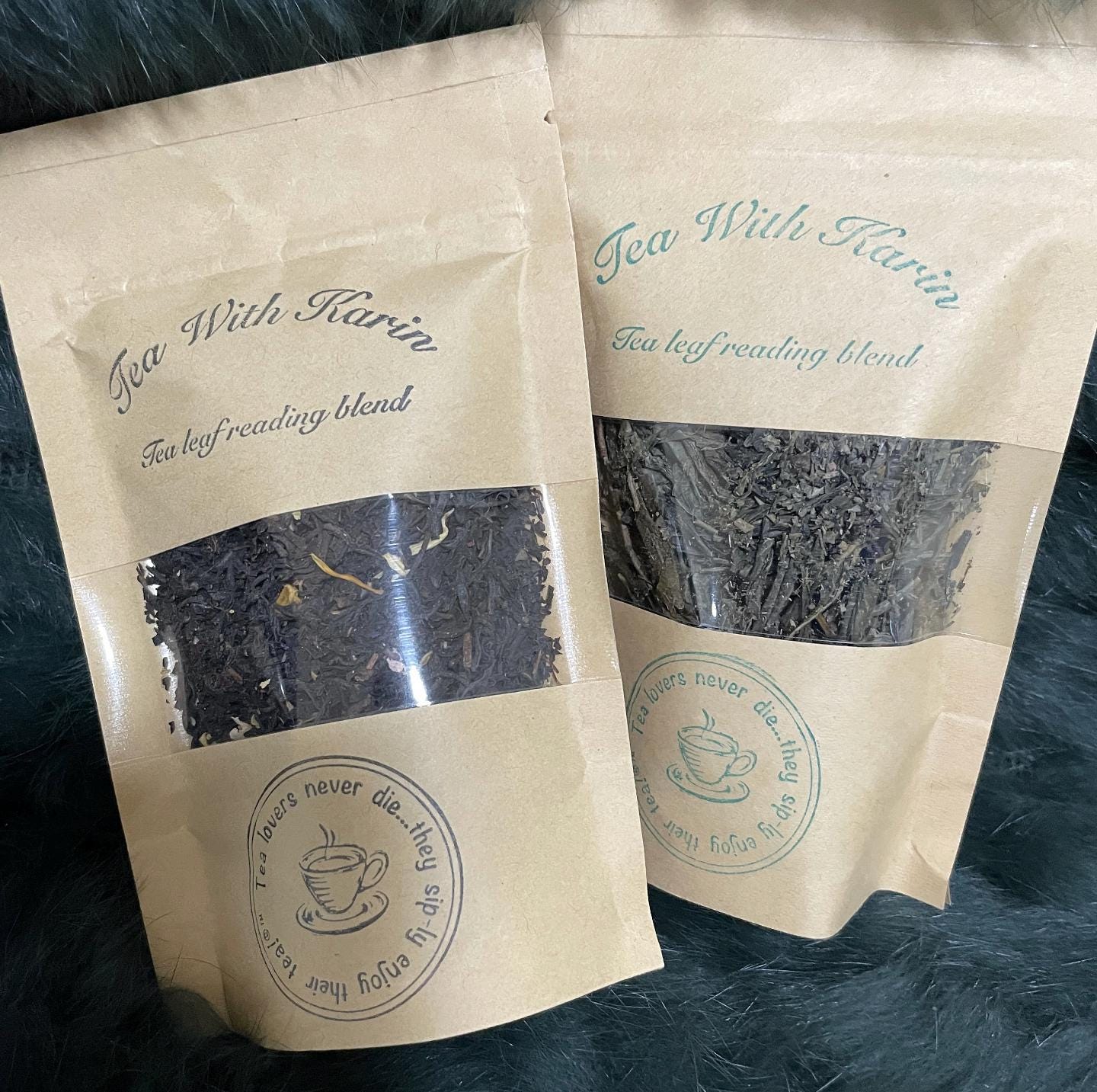 Karin's own tea blends specifically made for tea leaf reading