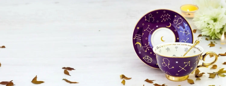 Main website image of a purple astrology teacup