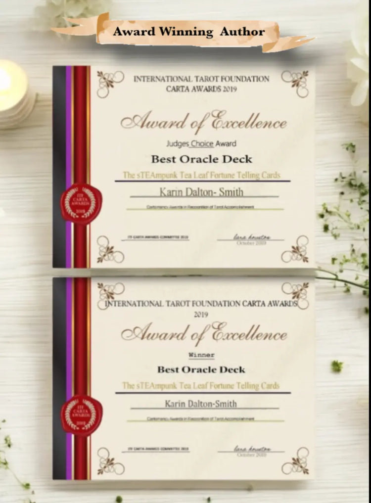 These are my Carta Award Certificates.  The CARTA awards are international awards for excellence in design for Cartomancy. 