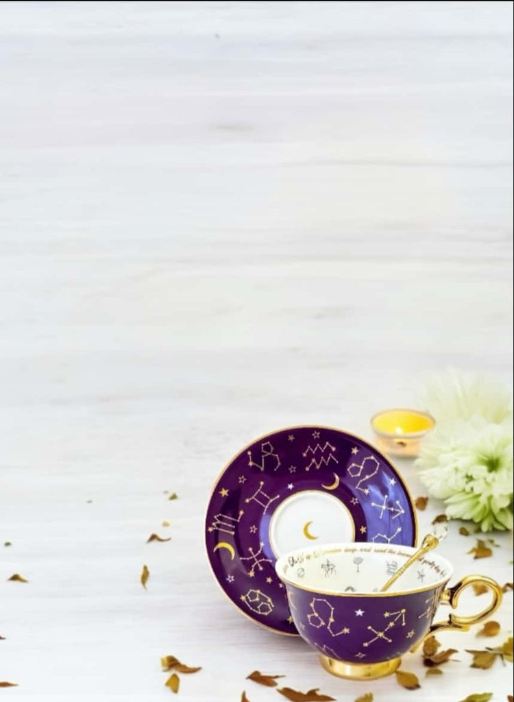 Mobile website image of a purple astrology teacup