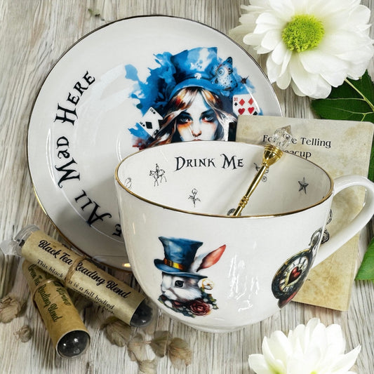 Alice in Wonderland Tea Leaf Reading Cup & Saucer Set