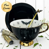 Bat Gothic Black Fortune Telling Tea Cup & Saucer Set