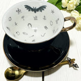 Bat Gothic Black Fortune Telling Tea Cup & Saucer Set