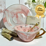 Heart Shaped Tea Cup and Saucer for Tea Leaf Reading