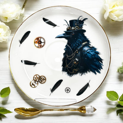 Tea leaf reading, tea reading cup, Crow gothic cup, Divination cup, Witchcraft teacup, raven Tea cup, Tasseomancy tea cup, Lenormand cup, Tea reading kit, Fortune telling cup, Fortune teller cup, Wicca Wiccan, Witchy gift