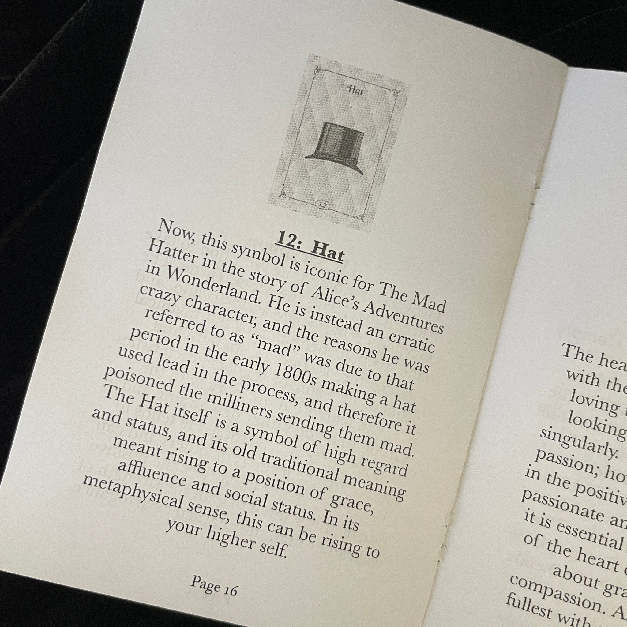 Alice in Wonderland fortune teller teacup guide book inside view. Great gift for Mom friend female, even a good birthday gift or bridal shower gift.