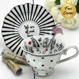 Alice in Wonderland Spots and stripes fortune telling tea cup set.