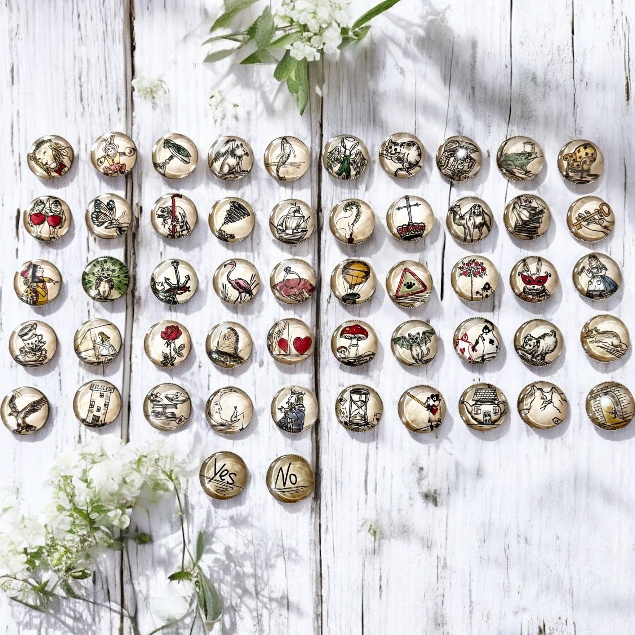 Alice in wonderland coins, includes free GT mat for charm casting. All coins view