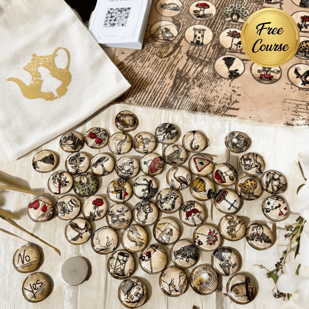 Alice in wonderland coins, includes free GT mat for charm casting.