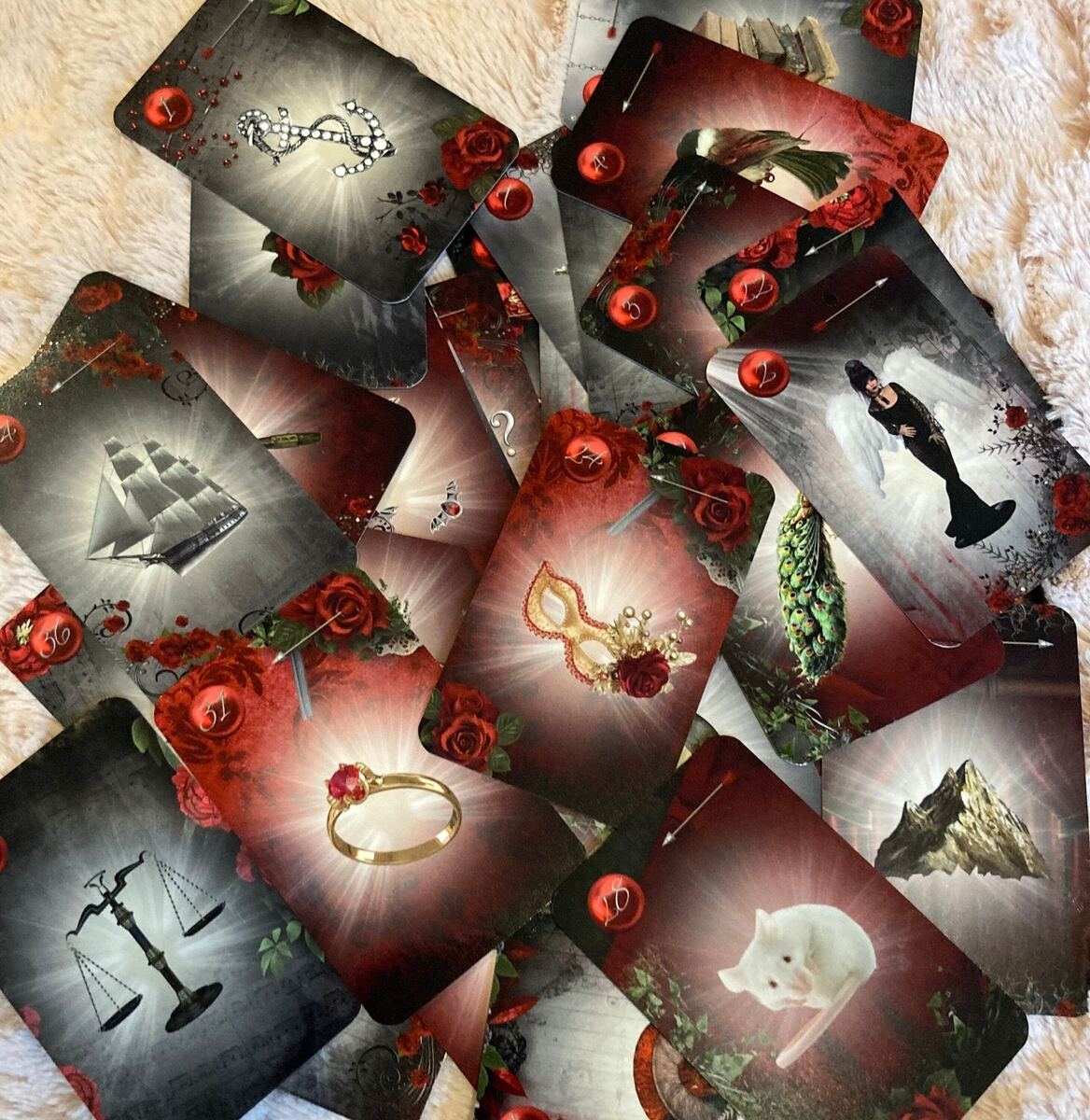 Black Tea Leaf Reading Cards fanned out showing card fronts