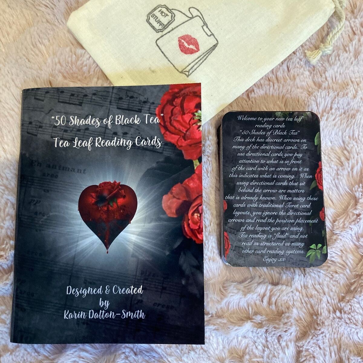 Black Tea Leaf Reading Cards complete set with guidebook and bag