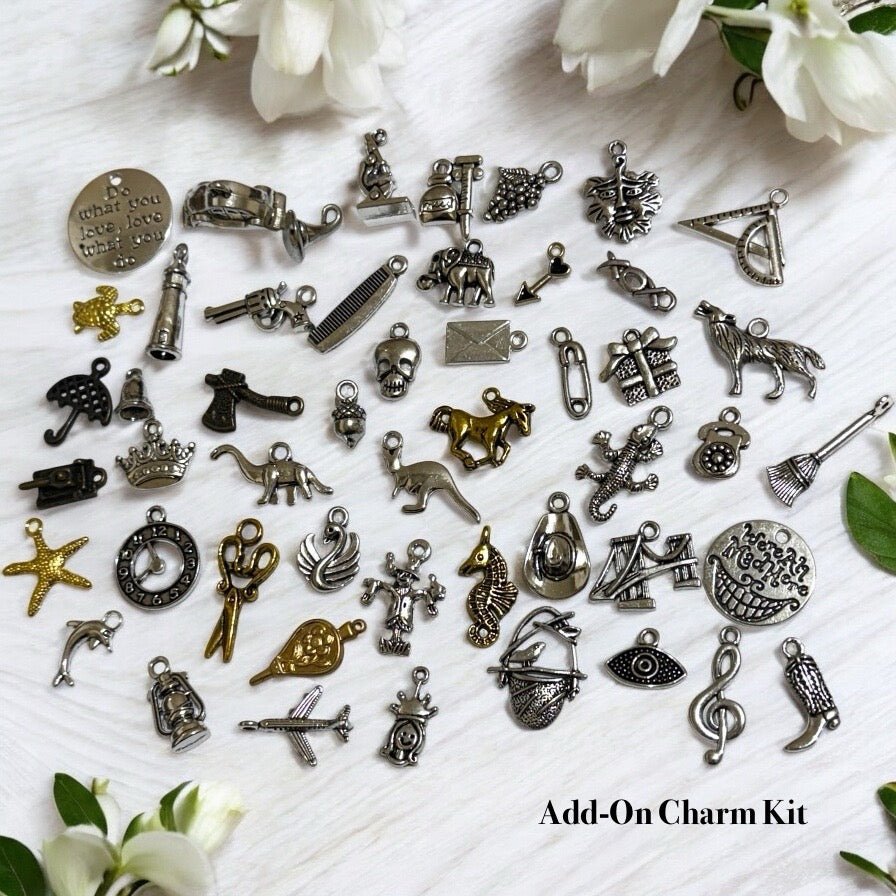 charm casting kit for divination.  Includes 10 free print at home casting sheets and free course in how to learn divination using charms.
