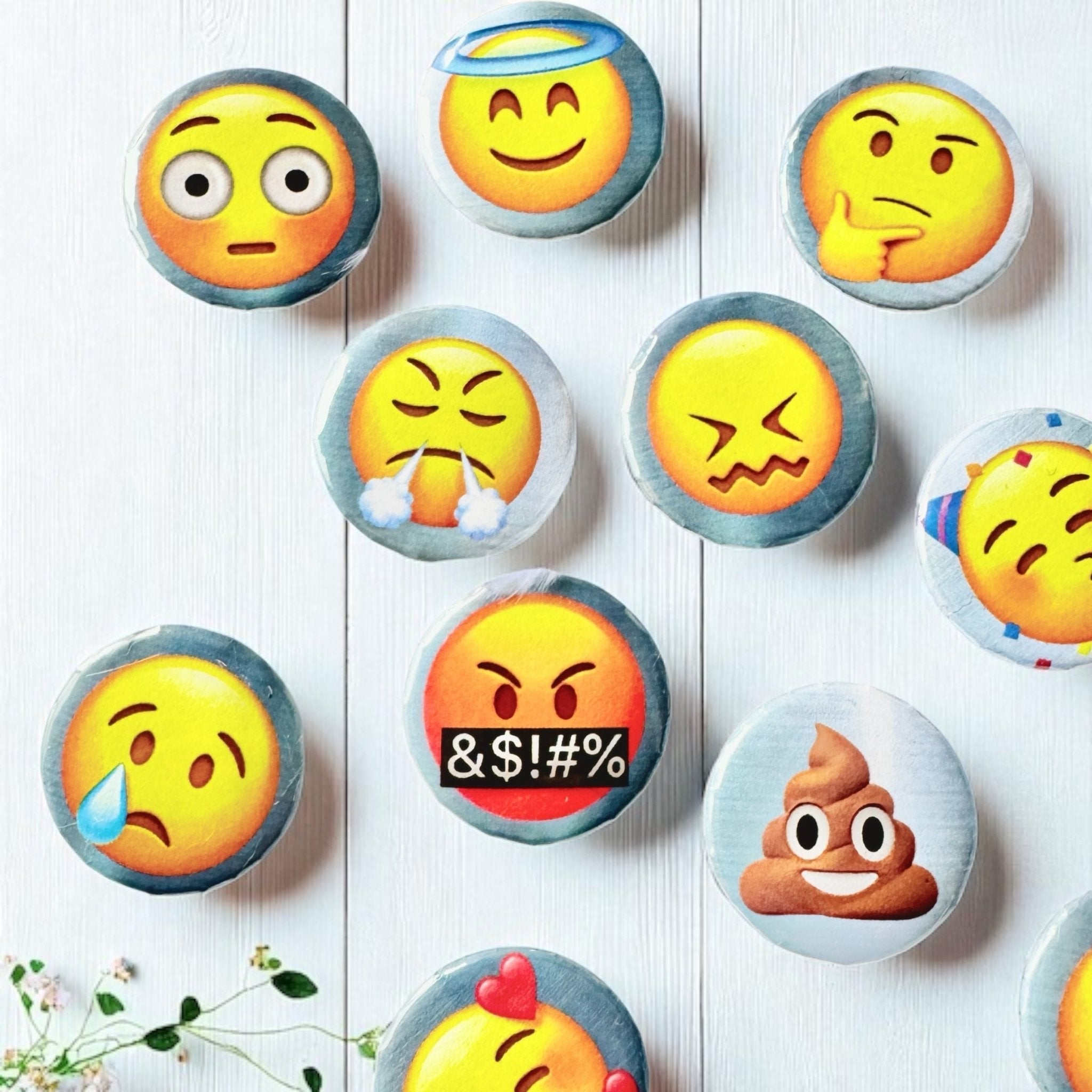 Full Emoji Charm Casting Coins kit showing all coins and free casting sheets