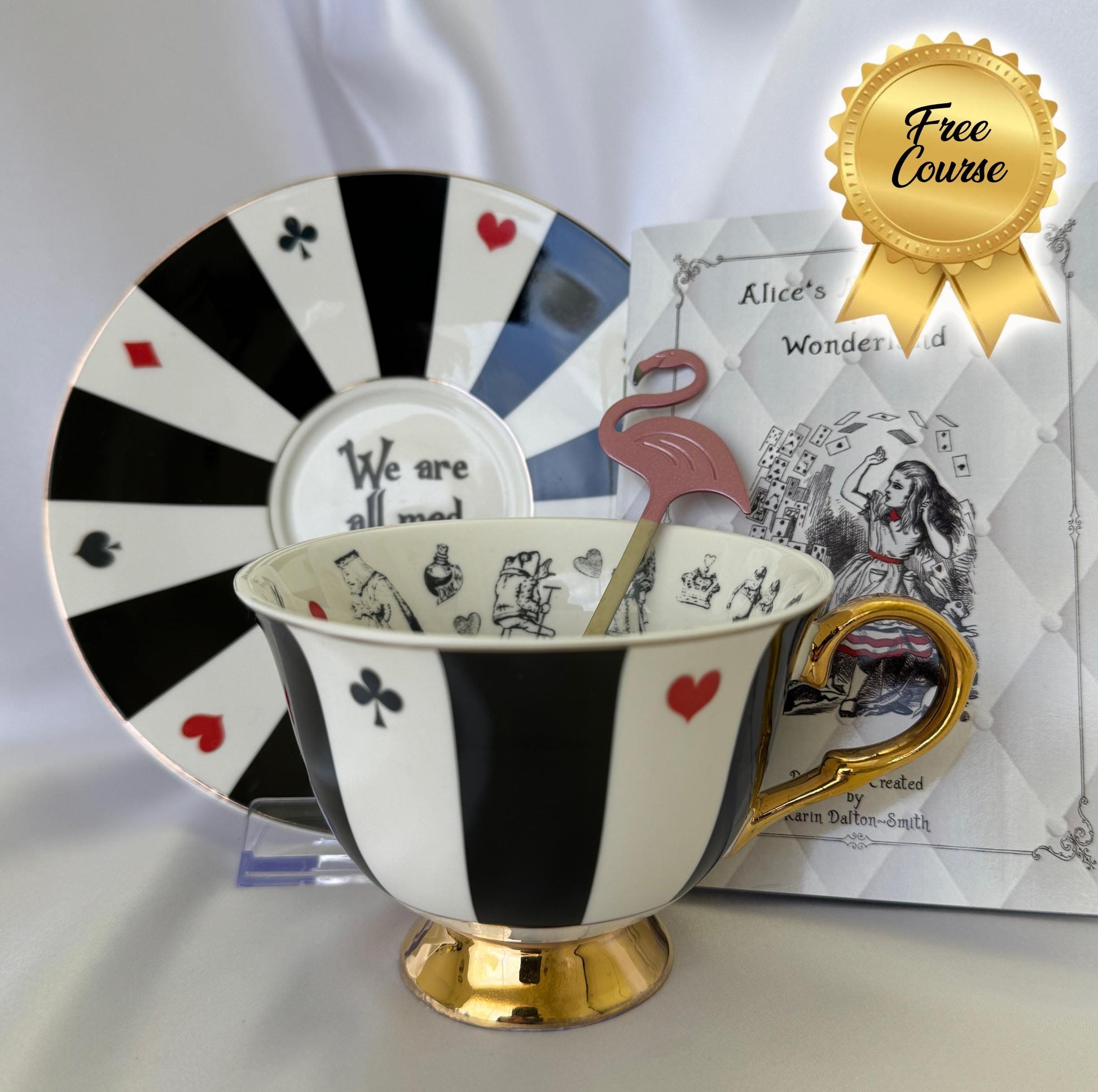 Alice in Wonderland fortune teller teacup. #Tarot #tealeafereading #divinationtools Great gift for Mom friend female, even a good birthday gift or bridal shower gift.