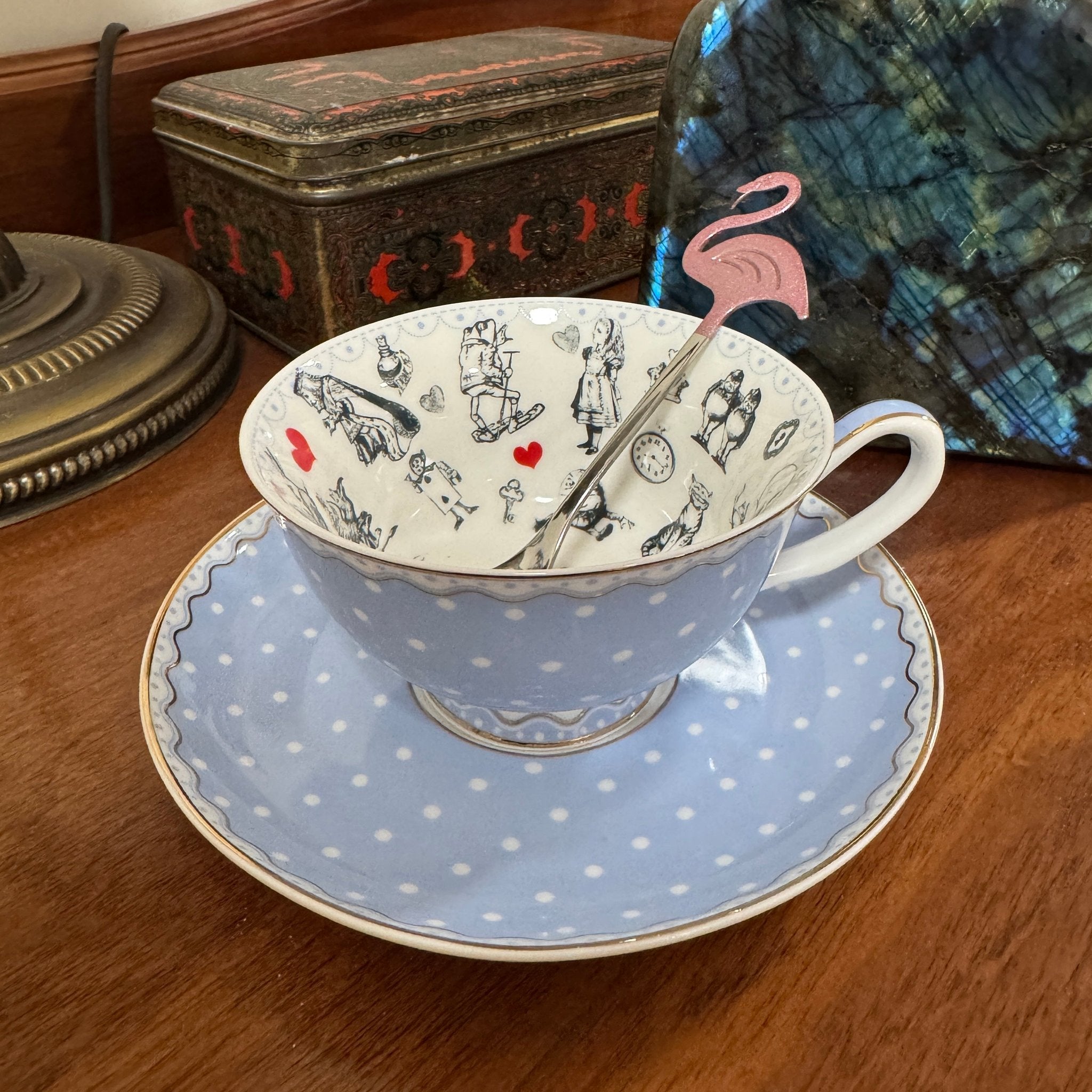 Teacup with polka dot saucer | Tea Leaf Reader