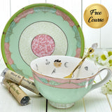 Mint Green Tea Set. Tea Leaf Reading Kit. Free Course.