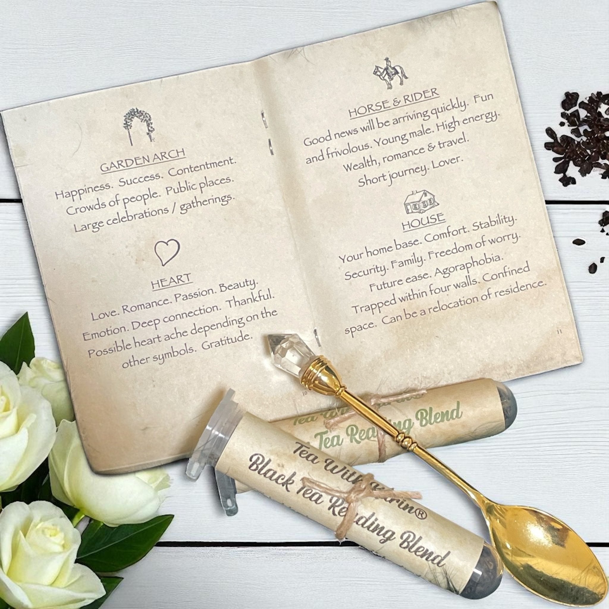 Symbols guidebook for 32 tasseography teacups.