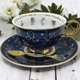 Navy Blue Tarot Tea Cup and Saucer for Tea Leaf Reading | Free Course