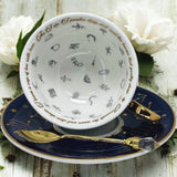 Navy Blue Zodiac Tea Cup | 24kt Gold | 32 Symbols