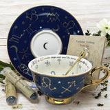 Navy Blue Tea Cup and Saucer for Tea Leaf Reading