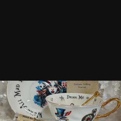 Alice in Wonderland Tea cup and saucer set. Punk style Alice. Learn tea leaf reading the easy way. FREE online course.