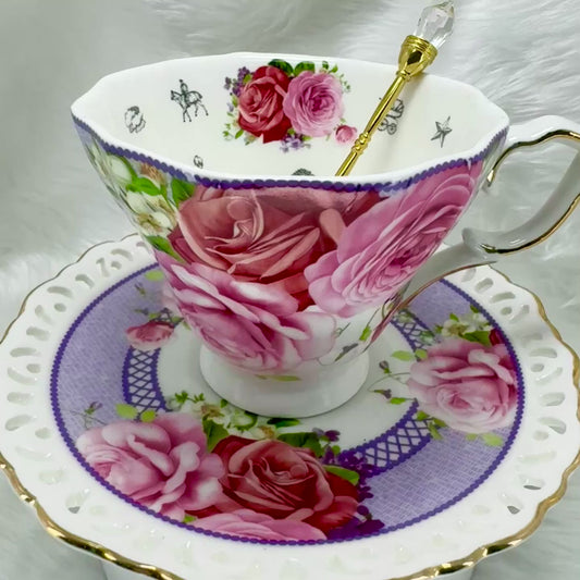 Pink Roses Tea Leaf Reading Set | Fortune Teller Teacup