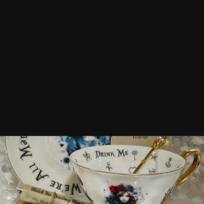 Alice in Wonderland Tea cup and saucer set. Punk style 3 Alice. Learn tea leaf reading the easy way. FREE online course.