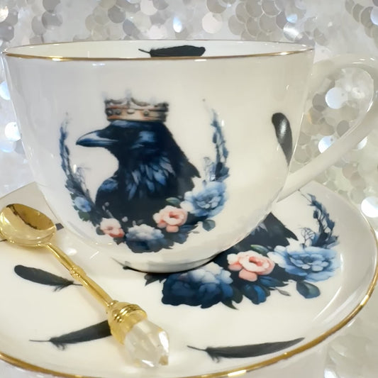 Crow Raven Teacup & Saucer Set | Learn Tea Leaf Reading | FREE Online Course